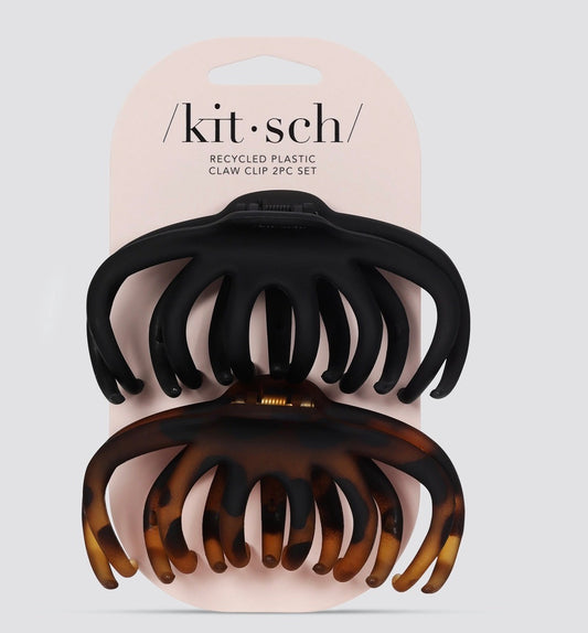 Recycled Plastic Octopus Claw Clips 2/pc-Black & Tort