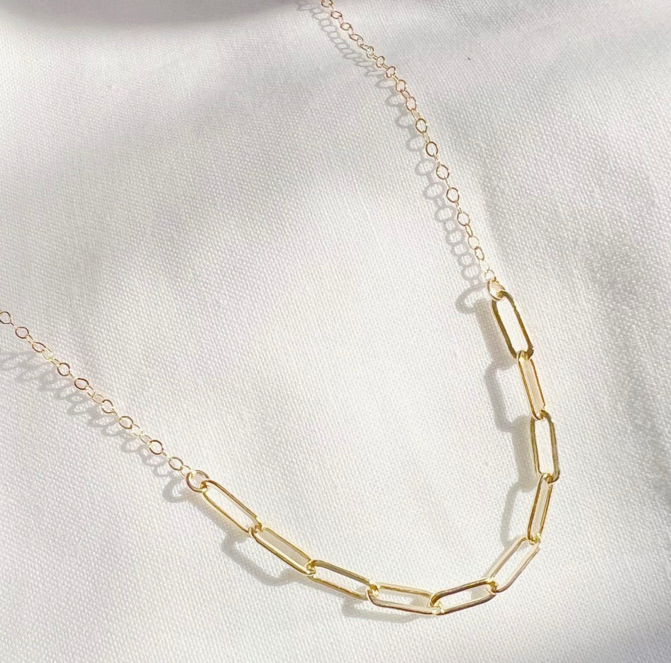 Golden Hour Paperclip Necklace Gold Filled