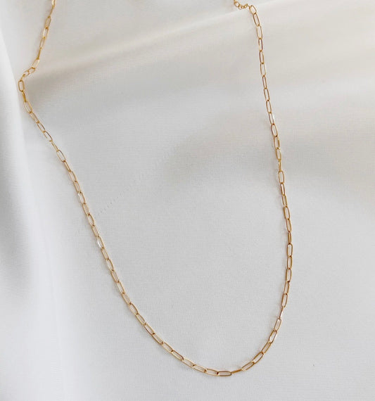 Rose Dainty Paperclip Layering Chain Necklace Gold Filled