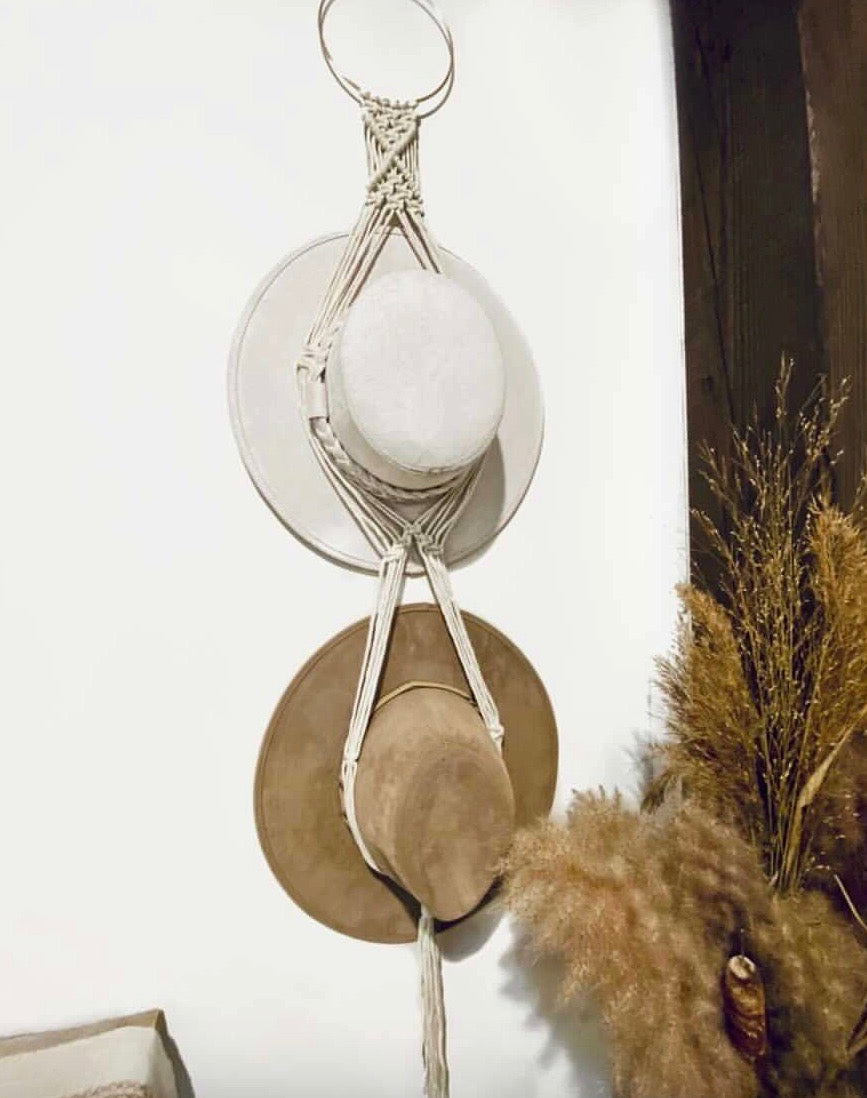 Double Hat hanger -Ivory, Driftwood