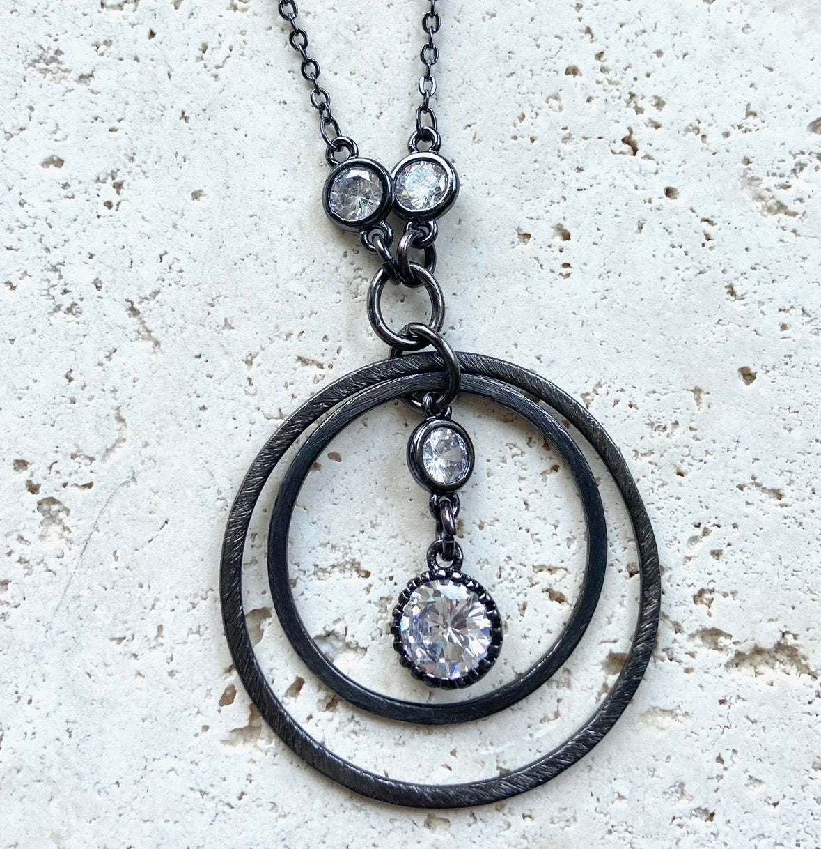 Necklace-Gunmetal Crystal