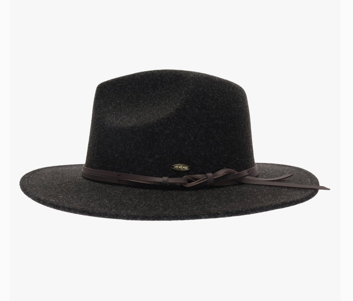 Hitch Knot Trim Vegan Fabric C.C Panama Hat-HeatherBlack