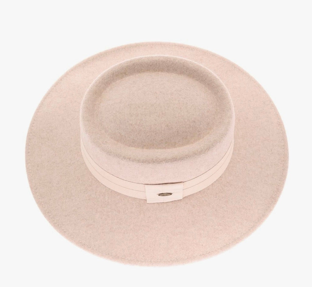 Wide Ribbon Band Fabric C.C Panama Hat-Heather Taupe