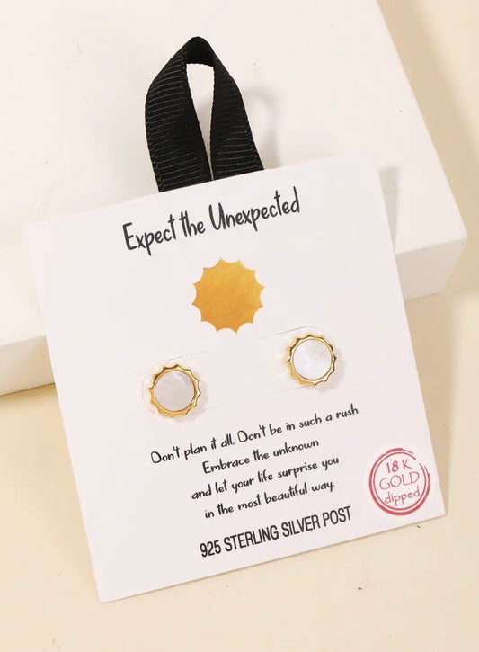 Gold Dipped Pearl Stud Sun Earrings