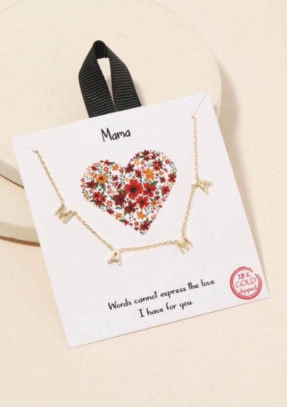 Mama Pendant Necklace-Gold or Silver