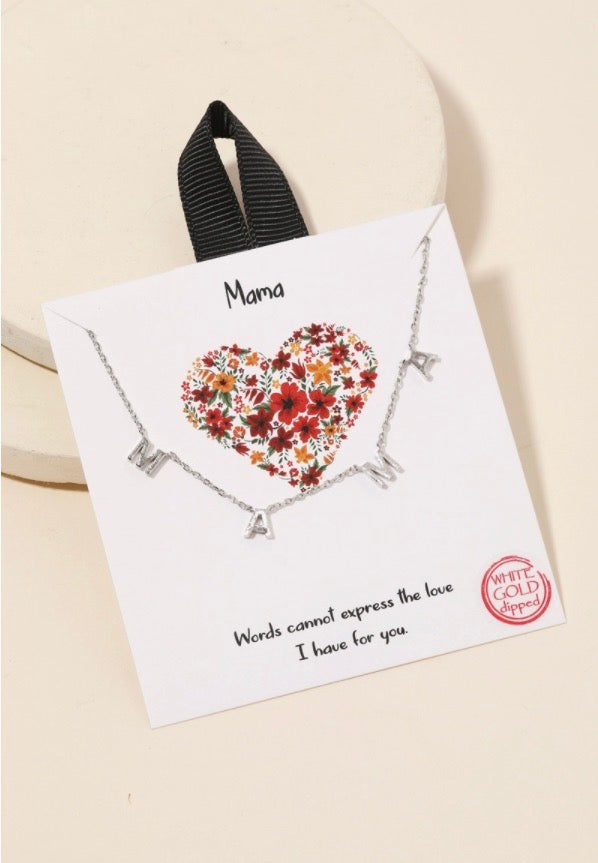 Mama Pendant Necklace-Gold or Silver