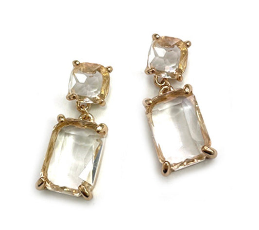 Sage Gold Clear Earrings