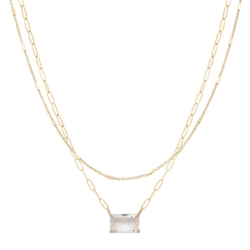 Demi Gold Clear Necklace