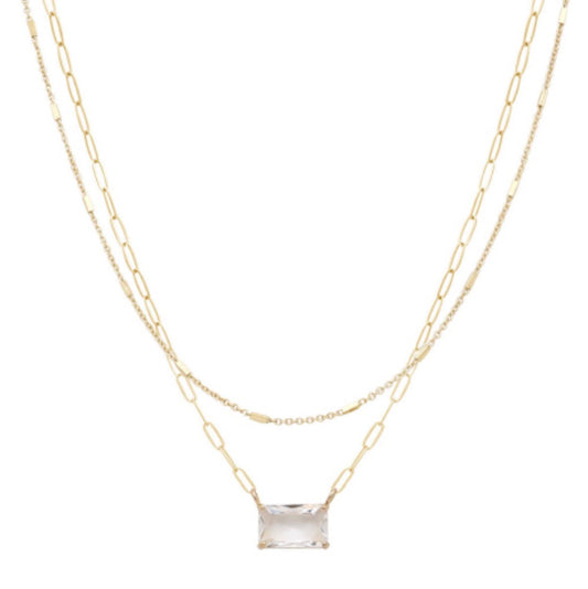 Demi Gold Clear Necklace