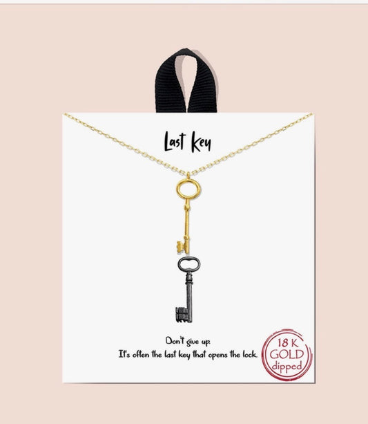 Gold-Dipped Key Charm Necklace