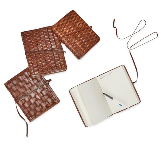 Leather Woven Notebook-Small