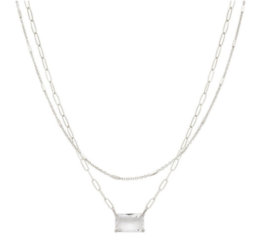 Demi Silver Clear Necklace