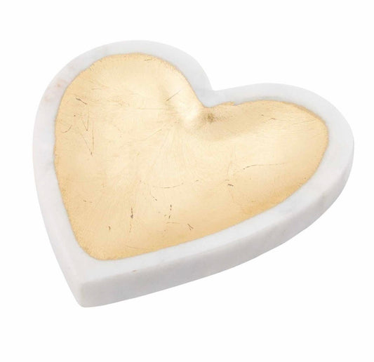 Mud Pie-White Marble Foil Heart Tray