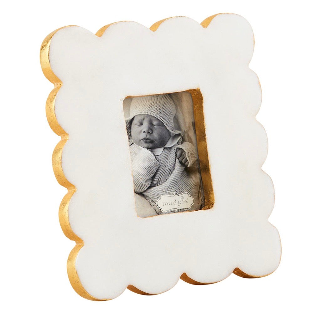 Mud Pie-Rectangle Scallop Marble Frame