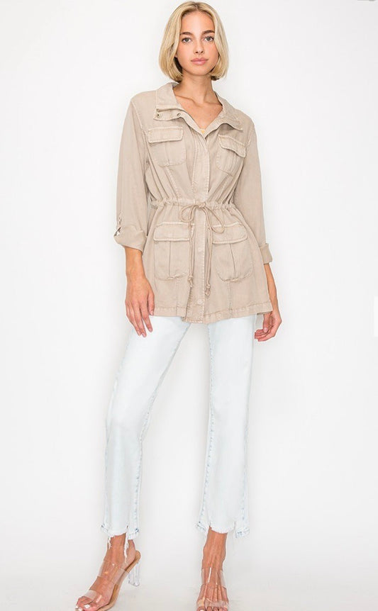 Tencel Anorak Jacket-Taupe