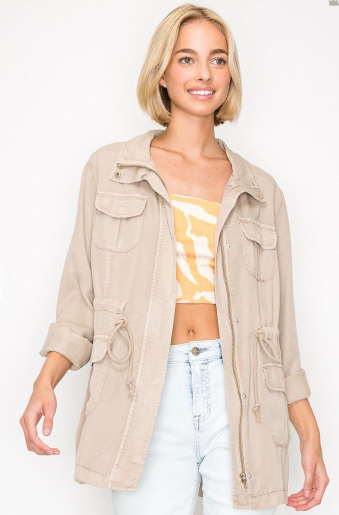 Tencel Anorak Jacket-Taupe