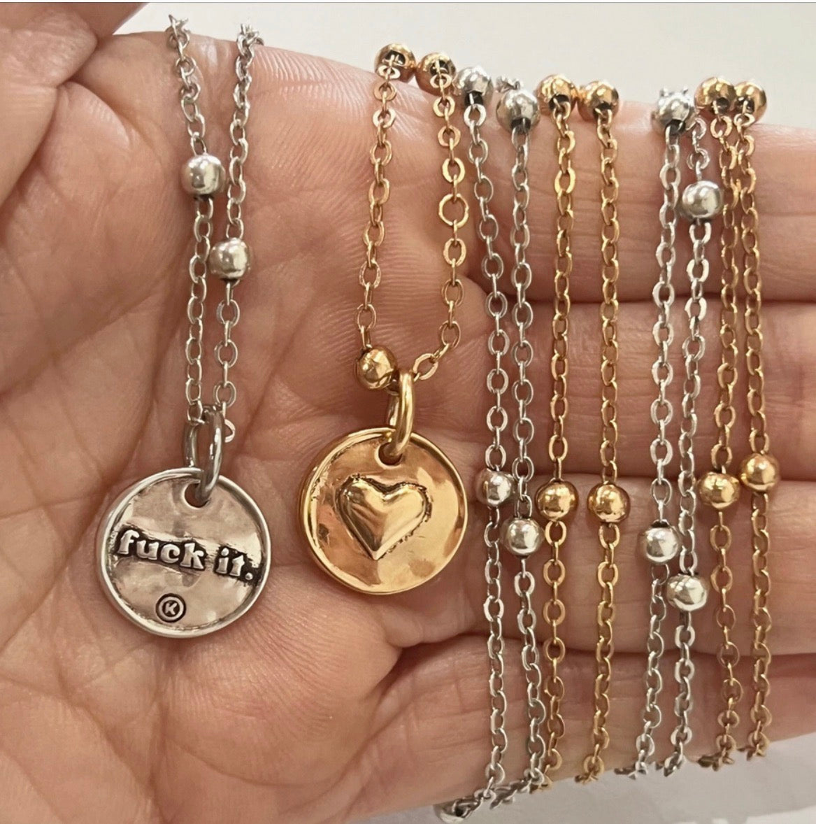 Katia Designs-F**K IT | HEART | Dainty-Gold or Silver