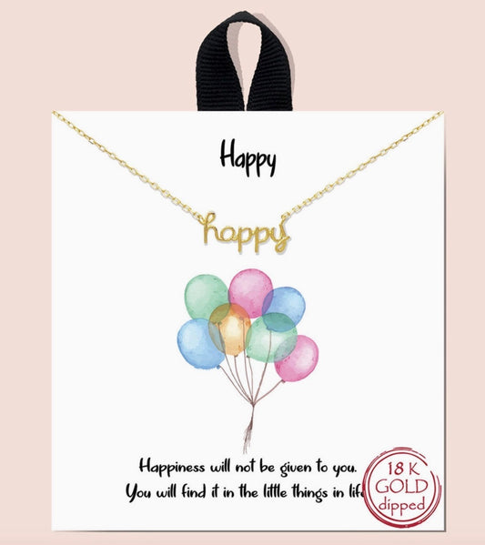 Gold/WhiteGold-Dipped Happy Script Necklace