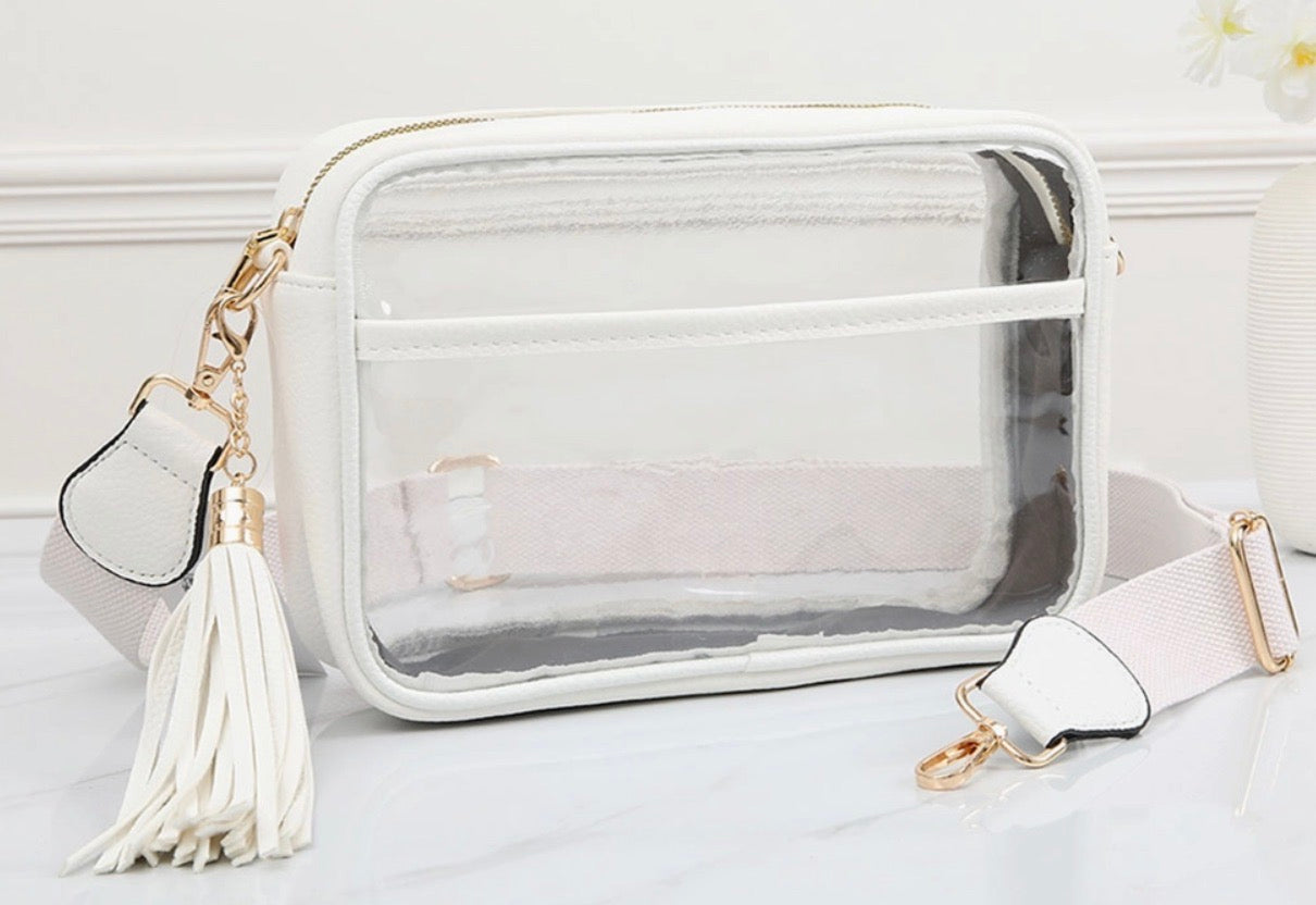 Solid Color Outlined Clear Crossbody Bag