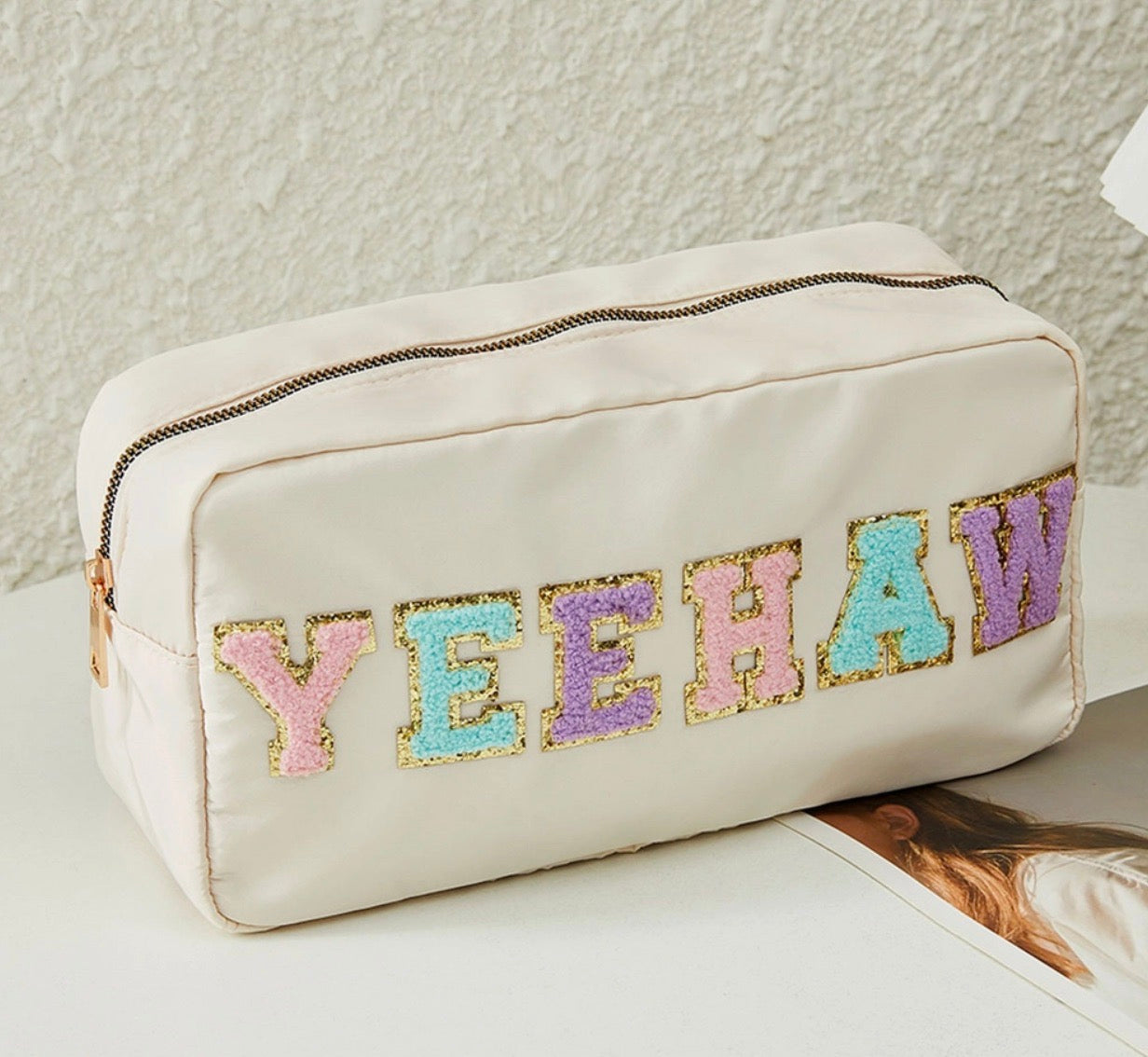 YEEHAW Chenille Patch Travel Pouch