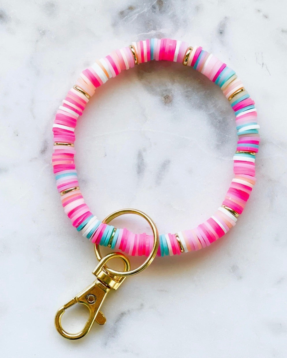 Heishi Color Pop Wristlet Keychain-Assorted