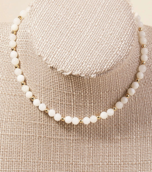 Pearl and Metallic Beaded Necklace