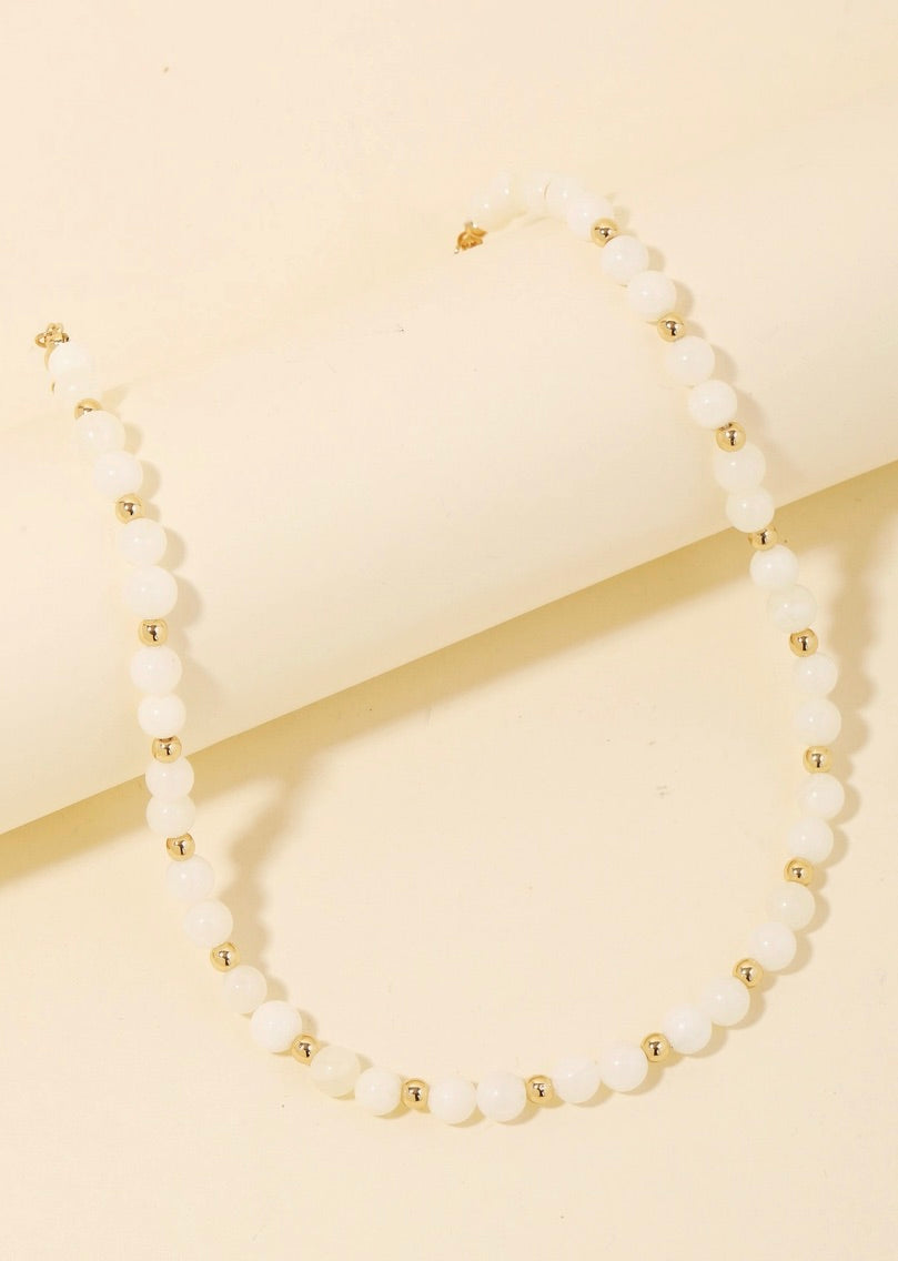 Pearl and Metallic Beaded Necklace