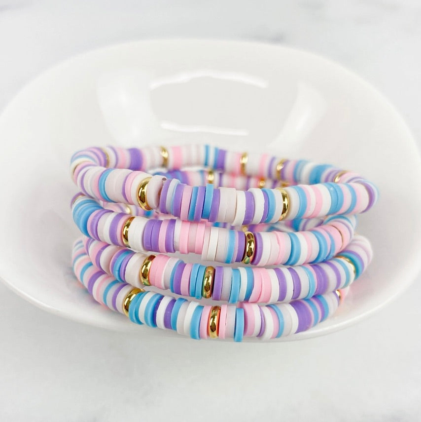 Heishi Small 6mm Color Pop Bracelet "Lavender Mix"