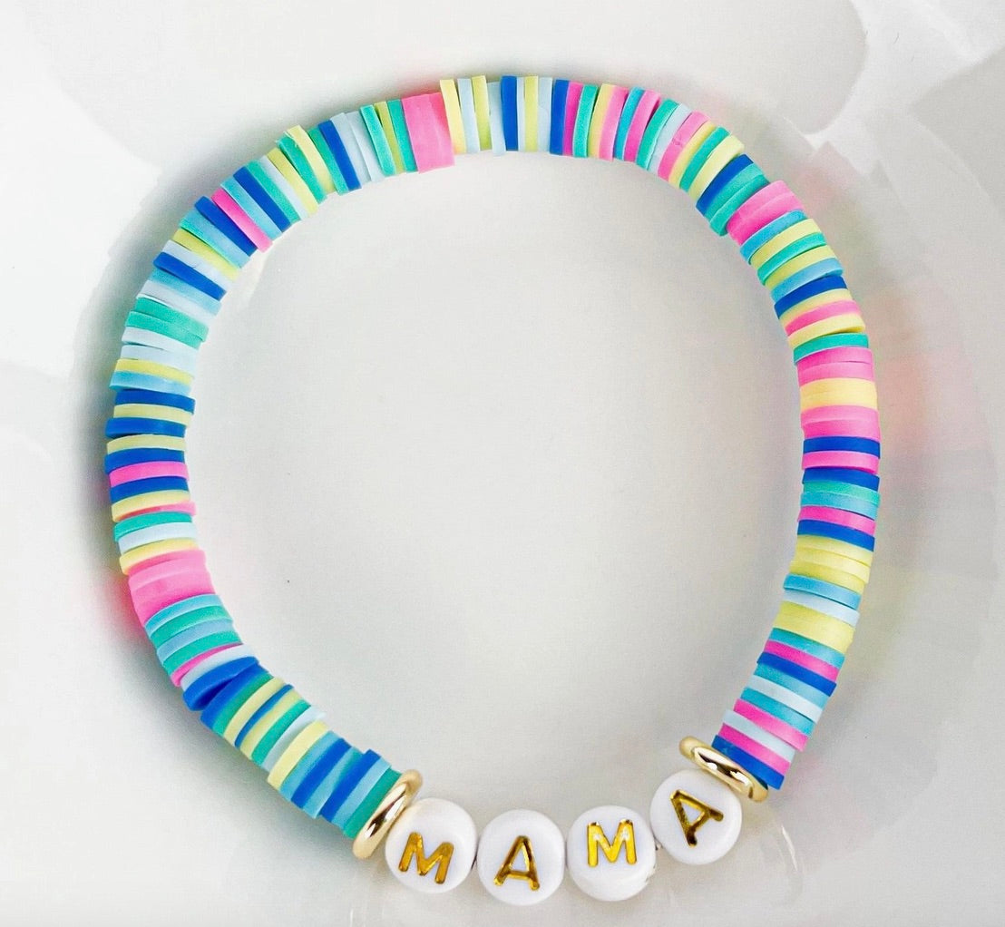 Heishi Small 6mm Color Pop Bracelets "Mama"