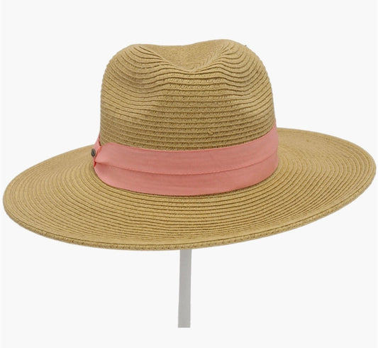 Spring Brim Hat-Nat/Coral-Gray/Blk