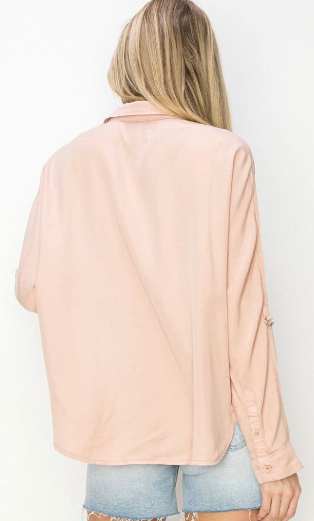 Oversized Tencel Shirt-SOFT PINK