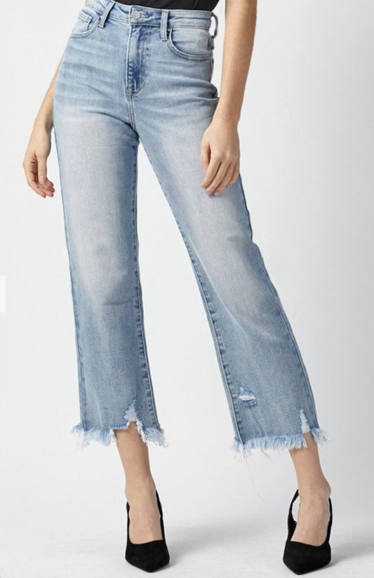 Risen High Waisted Crop Jeans