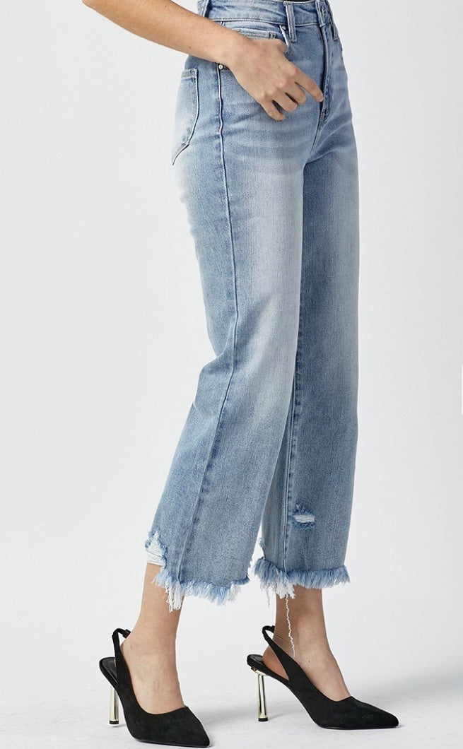 Risen High Waisted Crop Jeans