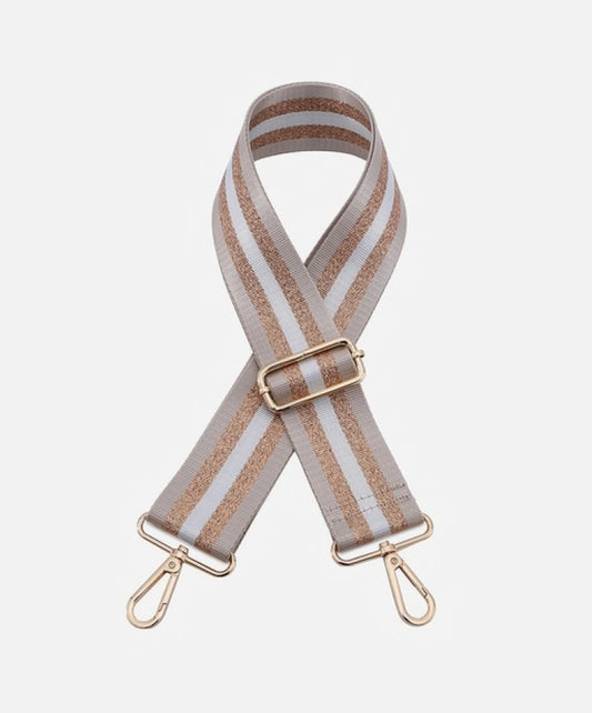 Striped Guitar Strap-Khaki/Gold