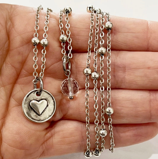 Katia Designs-Keep Going Heart Dainty-Silver