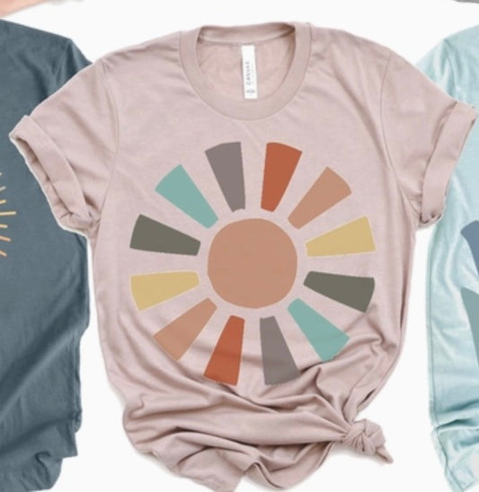 Summer Vibes Multi Color Sun Rays Tees