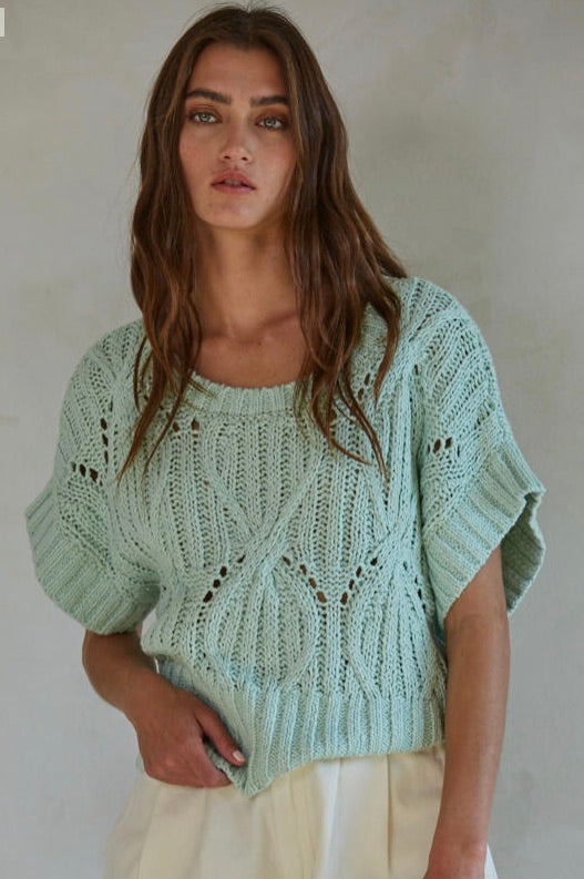 Cali Crochet Top-Light Mint