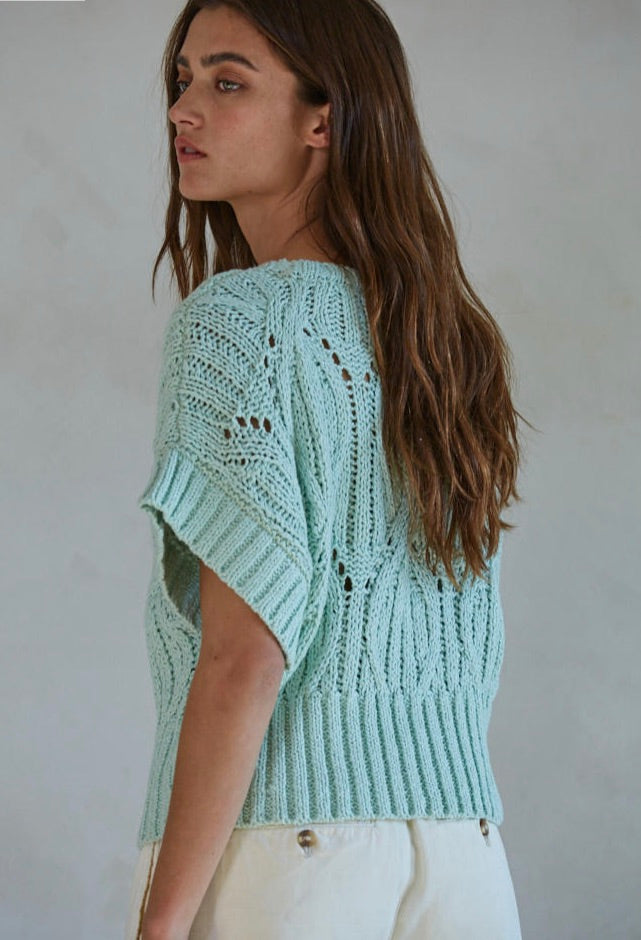 Cali Crochet Top-Light Mint