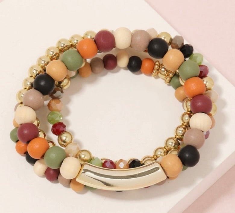 Ball Beaded Stackable Bracelet Set