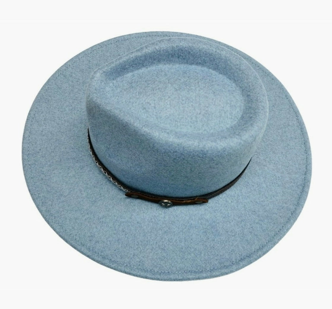 Decorative Trim Band Vegan Fabric C.C Panama Hat WF5-Heathered Blue