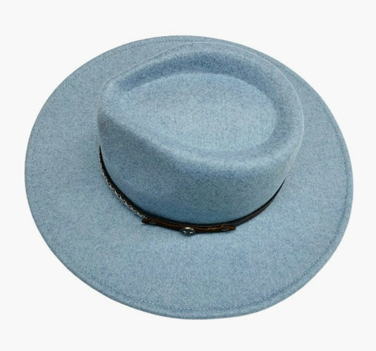 Decorative Trim Band Vegan Fabric C.C Panama Hat WF5-Heathered Blue