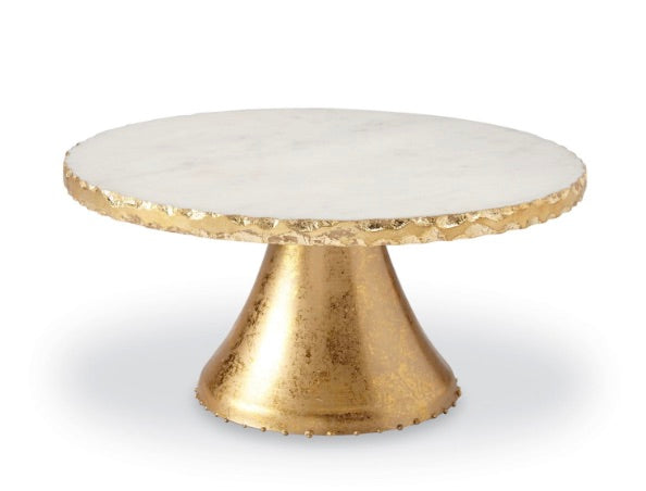 Gold Foil Marble & Tin Pedestal Stand