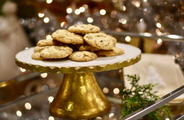 Gold Foil Marble & Tin Pedestal Stand