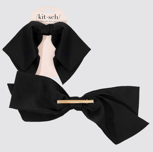Recycled Fabric Bow Hair Clip 1pc- Black