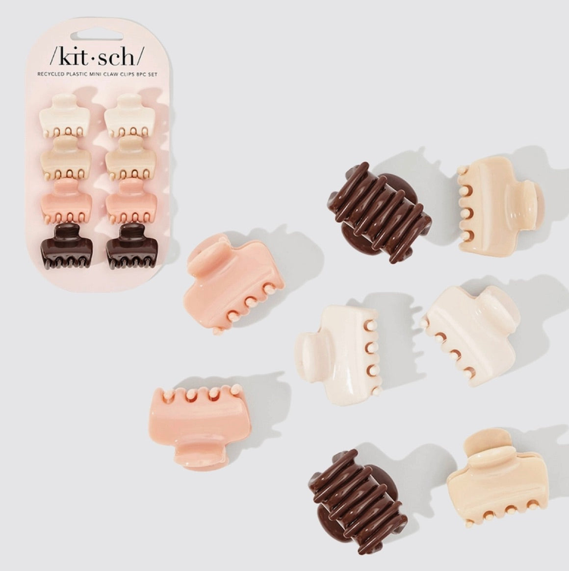 Recycled Plastic Mini Cloud Claw Clips 8pc Set - Rosewood