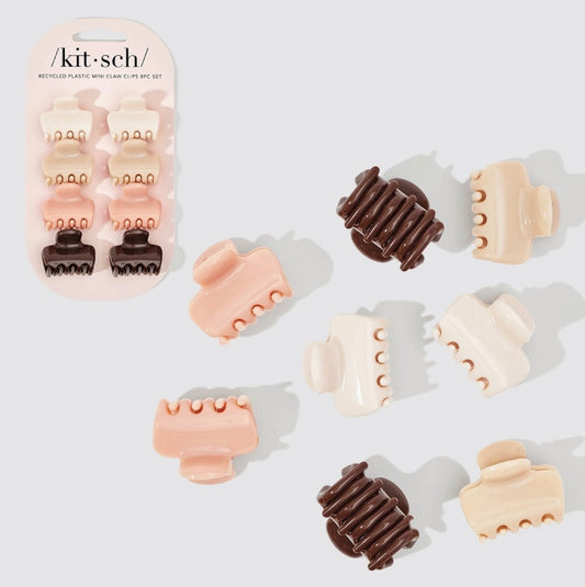 Recycled Plastic Mini Cloud Claw Clips 8pc Set - Rosewood