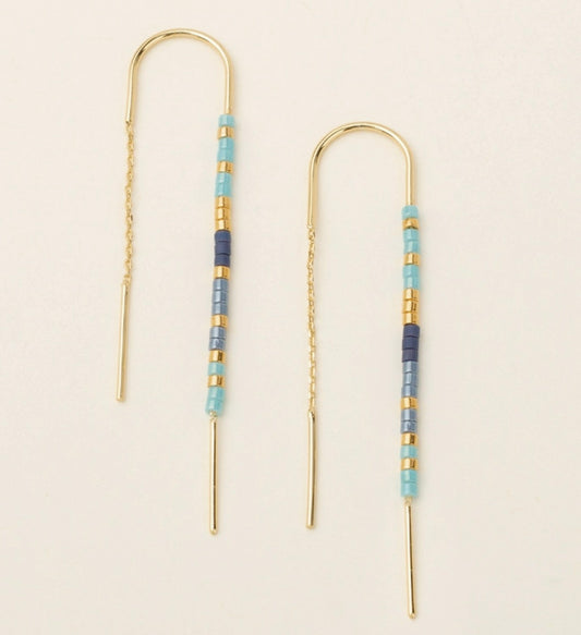 Chromacolor Miyuki Thread Earring - Cobalt Multi/Gold