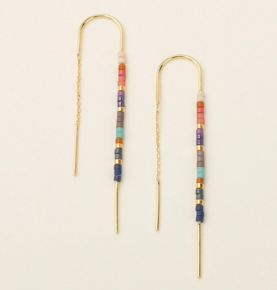 Chromacolor Miyuki Thread Earring - Dark Multi/Gold