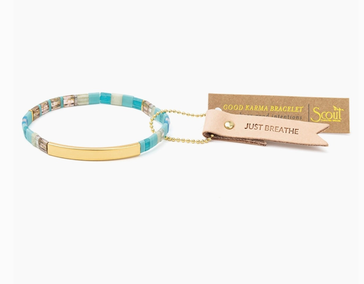 Good Karma Miyuki Bracelet | Just Breathe - Tonal Turq/Gold