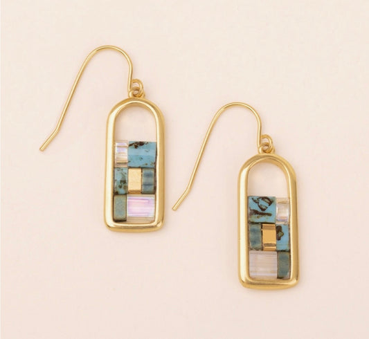 Good Karma Miyuki Frame Earring - Turquoise/Gold